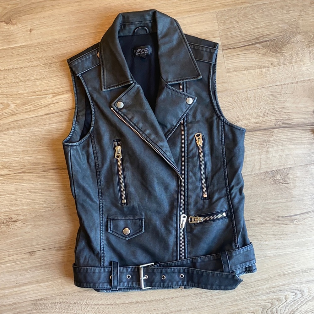 Top shop Moto faux Leather biker vest